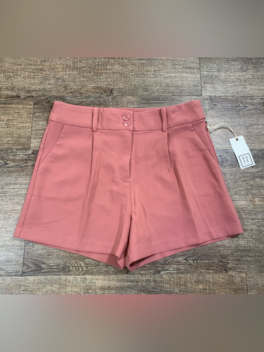 HAVE Women's Rose Pink Pleated Casual Dress Shorts Size L NEW - Picture 2 of 10